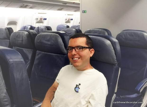 boarding a plane in a wheelchair