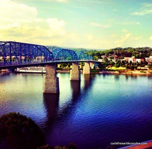 Walnut Street Bridge stretching over the river, things to do in Chattanooga TN
