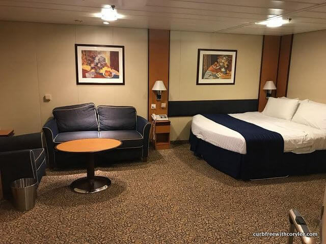 Accessible inside stateroom on Royal Caribbean's Serenade of the Seas, wheelchair accessible royal caribbean cruises