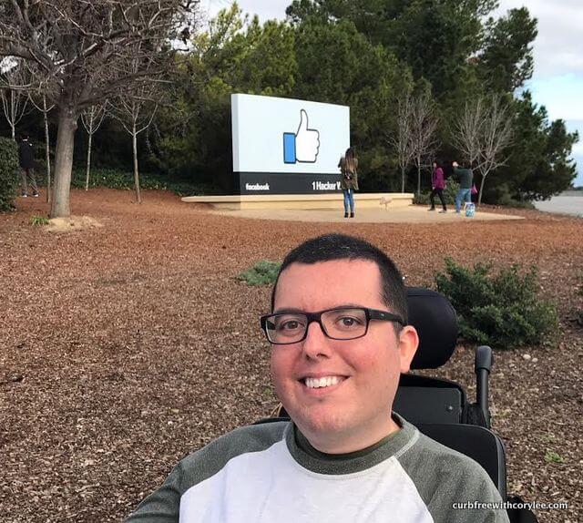 At the entrance of the Facebook headquarters