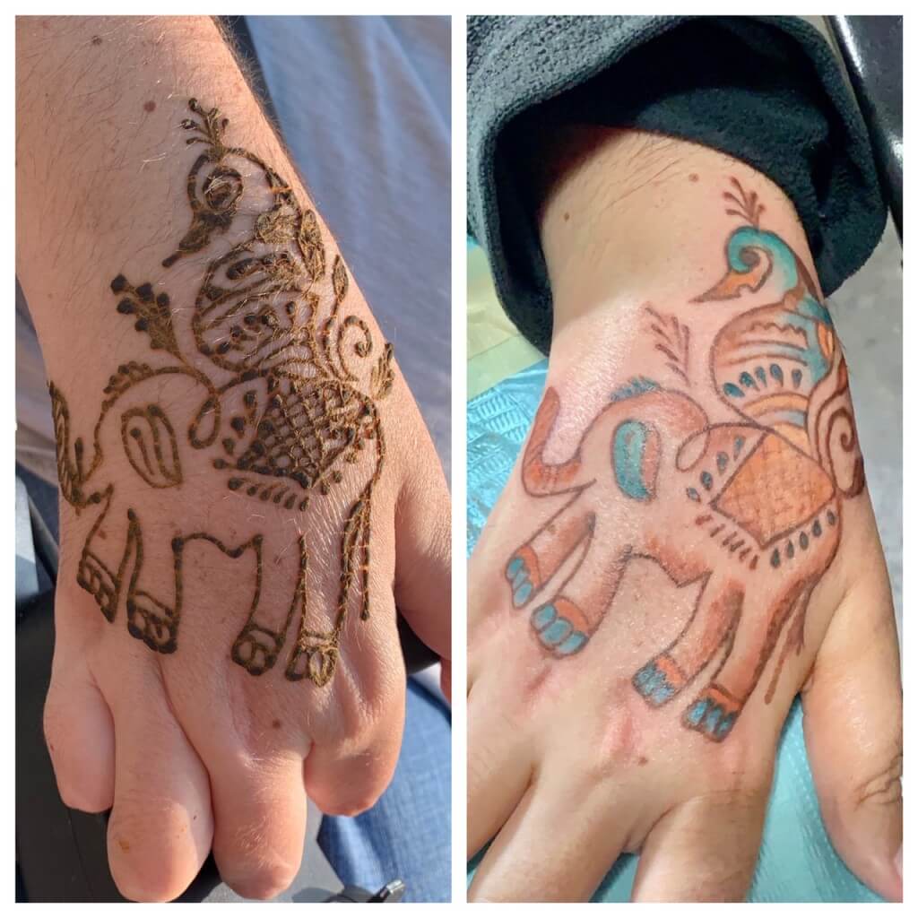 Left = henna, Right = real tattoo