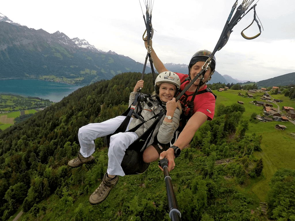 Kelly paragliding in Switzerland