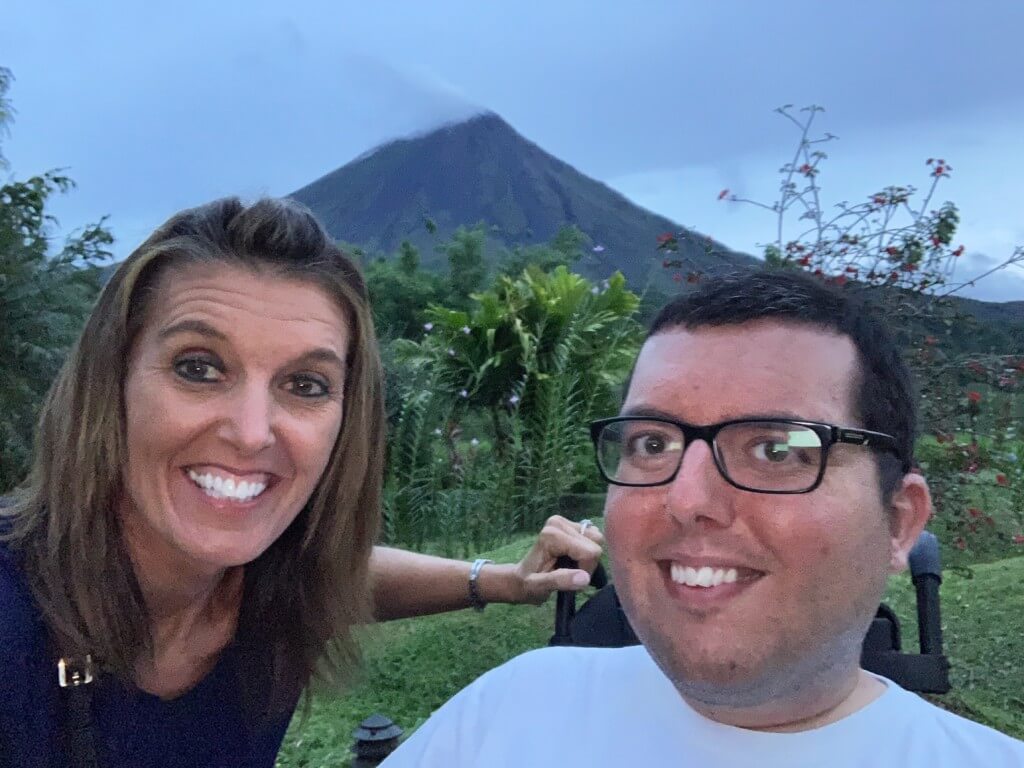 My mom and I in front of Arenal Volcano, things to do in La Fortuna Costa Rica
